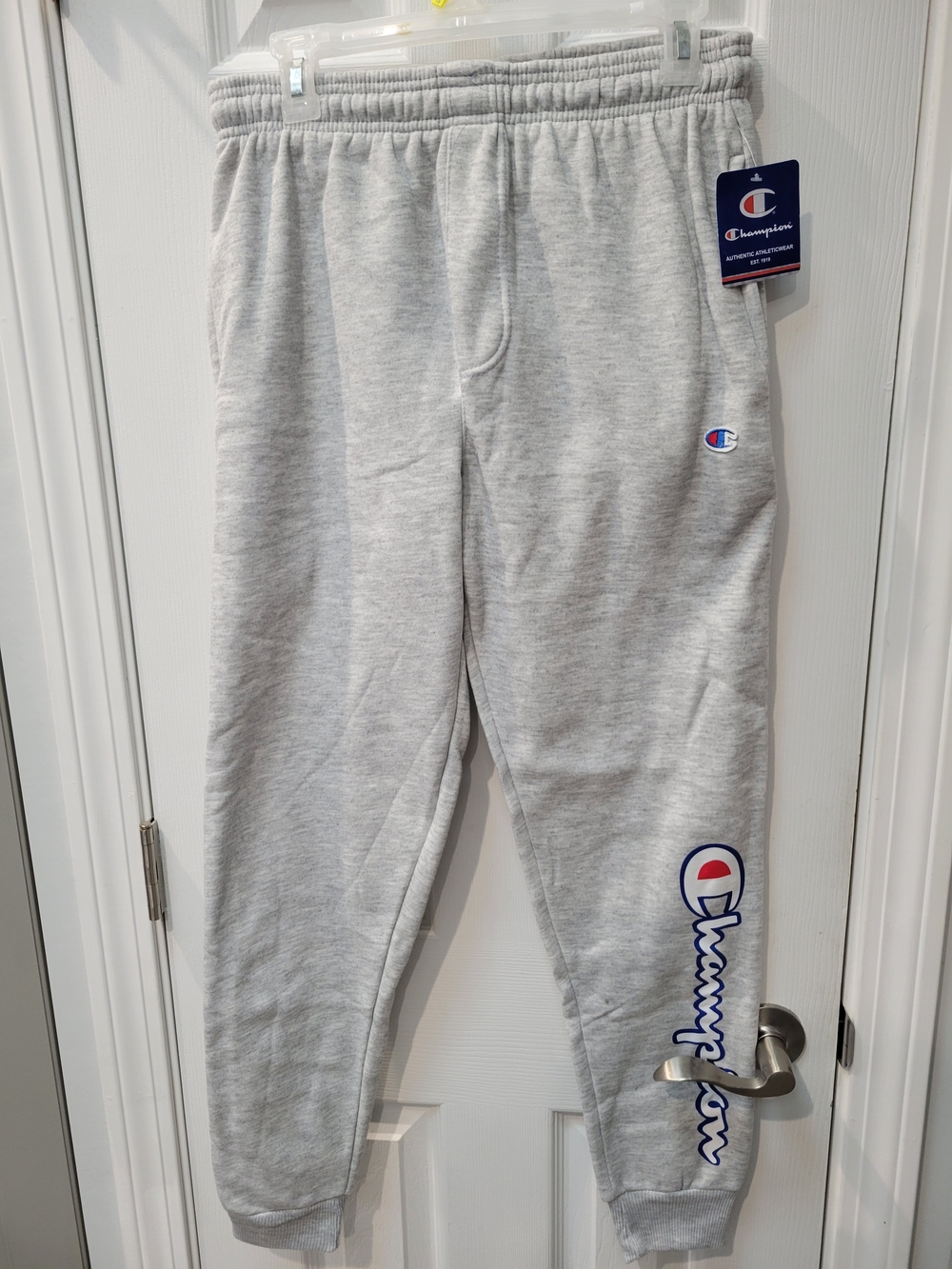 Champion Light Gray Men's Joggers with Script Logo